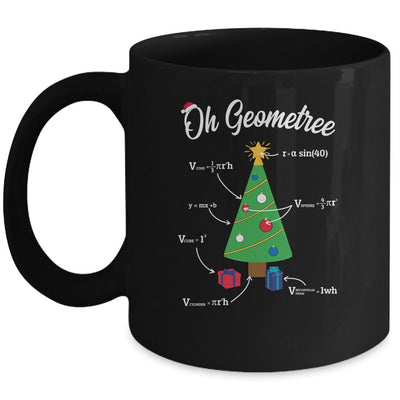 Funny Math Science Teacher Oh Geometree Christmas Tree Mug-Coffee Mug-Mug-Black