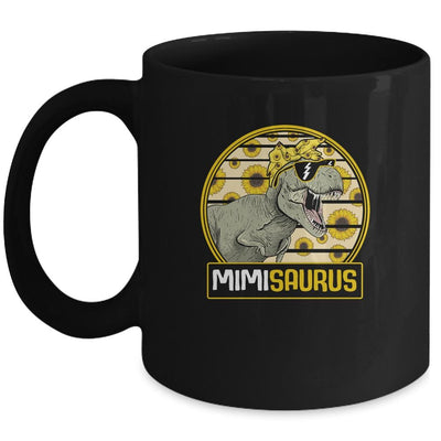 Funny Mimi Saurus Sunflower Dinosaur Grandma T Rex Mug-Coffee Mug-Mug-Black