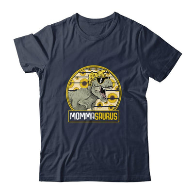 Funny Momma Saurus Sunflower Dinosaur Mom T Rex-T-Shirt & Tank Top-Classic T-Shirt-Navy
