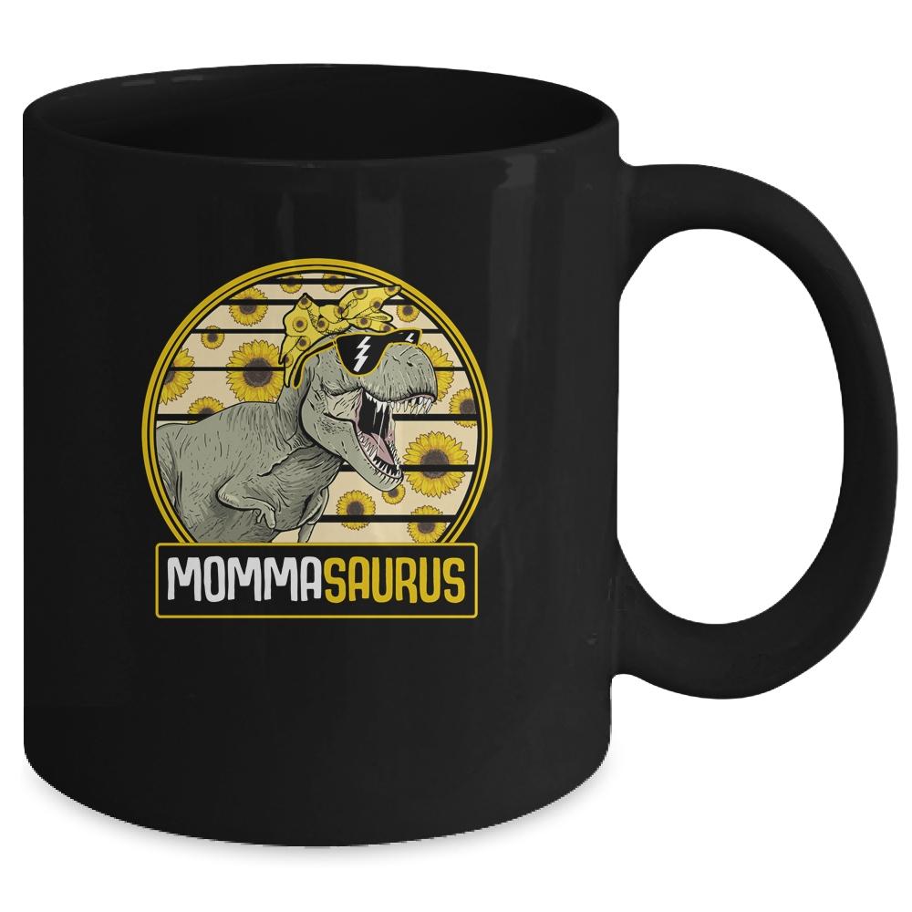 Funny Momma Saurus Sunflower Dinosaur Mom T Rex Mug-Coffee Mug-