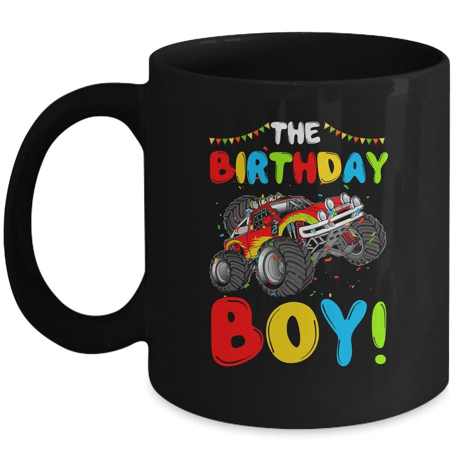 Funny Monster Truck The Birthday Boy Gift For Him Your Son Mug-Coffee Mug-Mug-Black