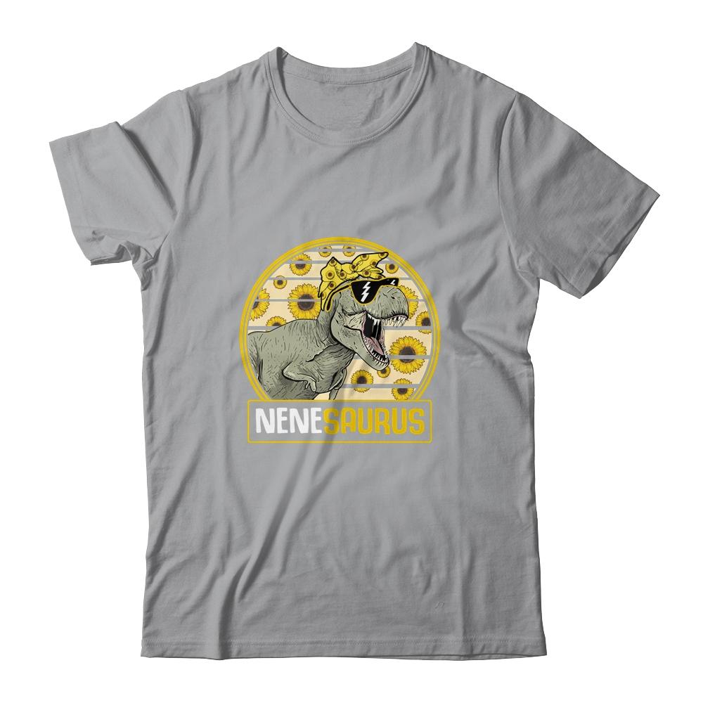 Funny Nene Saurus Sunflower Dinosaur Grandma T Rex-T-Shirt & Tank Top-Classic T-Shirt-Sport Grey