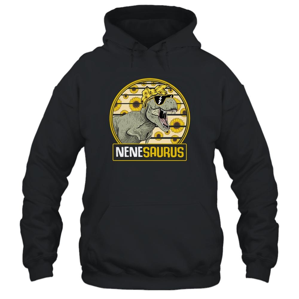 Funny Nene Saurus Sunflower Dinosaur Grandma T Rex-T-Shirt & Tank Top-Pullover Hoodie-Black
