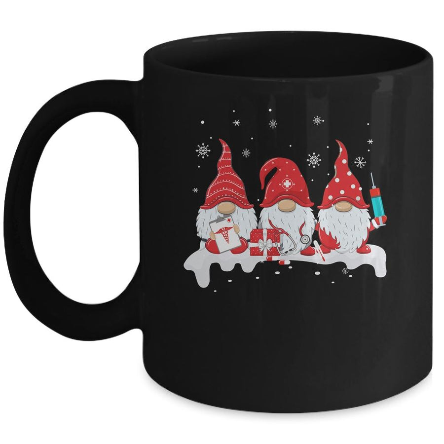 Funny Nurse Gnomes Santa Christmas Light Nursing Lover Gifts Mug-Coffee Mug-Mug-Black
