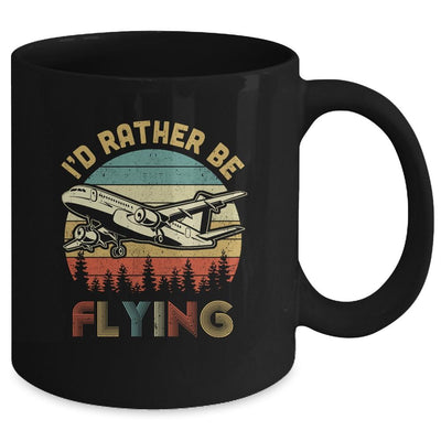 Funny Pilot I'd Rather Be Flying Airplane Pilot Gift Mug-Coffee Mug-Mug-Black