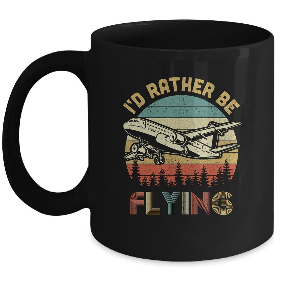 Funny Pilot I'd Rather Be Flying Airplane Pilot Gift Mug-Coffee Mug-Mug-Black