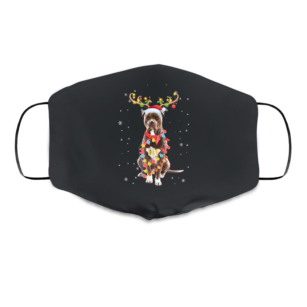 Funny Pitbull Christmas Tree Santa Reindeer Pajamas Cloth Face Mask