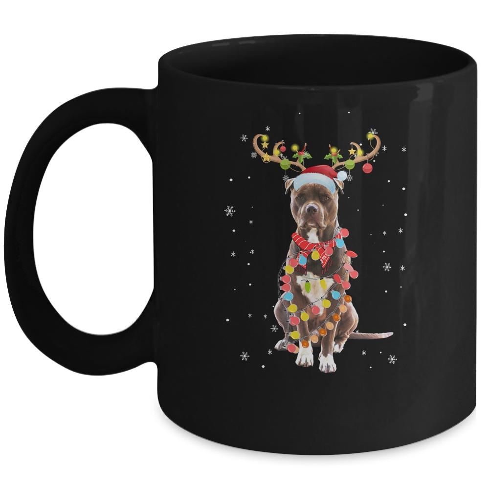 Funny Pitbull Christmas Tree Santa Reindeer Pajamas Mug
