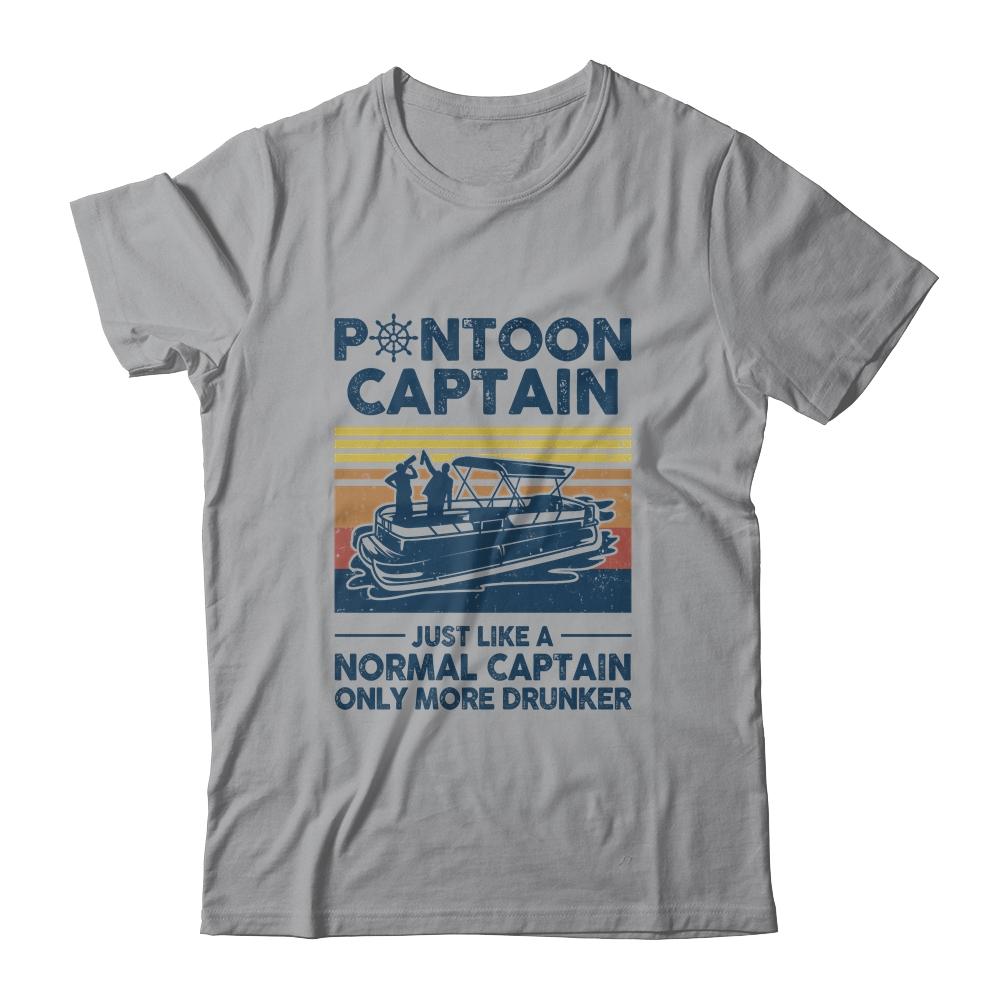 Funny Pontoon Captain Boat Lake Boating Beer Gift For Dad-T-Shirt & Hoodie-Classic T-Shirt-Sport Grey