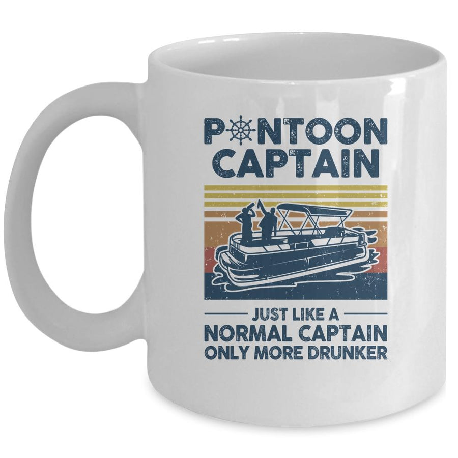 Funny Pontoon Captain Boat Lake Boating Beer Gift For Dad Mug-Coffee Mug-Mug-White