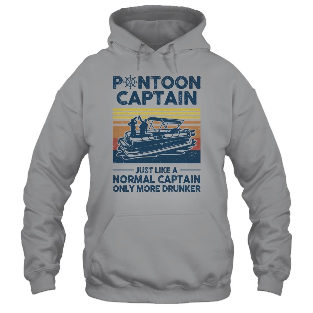 Funny Pontoon Captain Boat Lake Boating Beer Gift For Dad-T-Shirt & Hoodie-Pullover Hoodie-Sport Grey