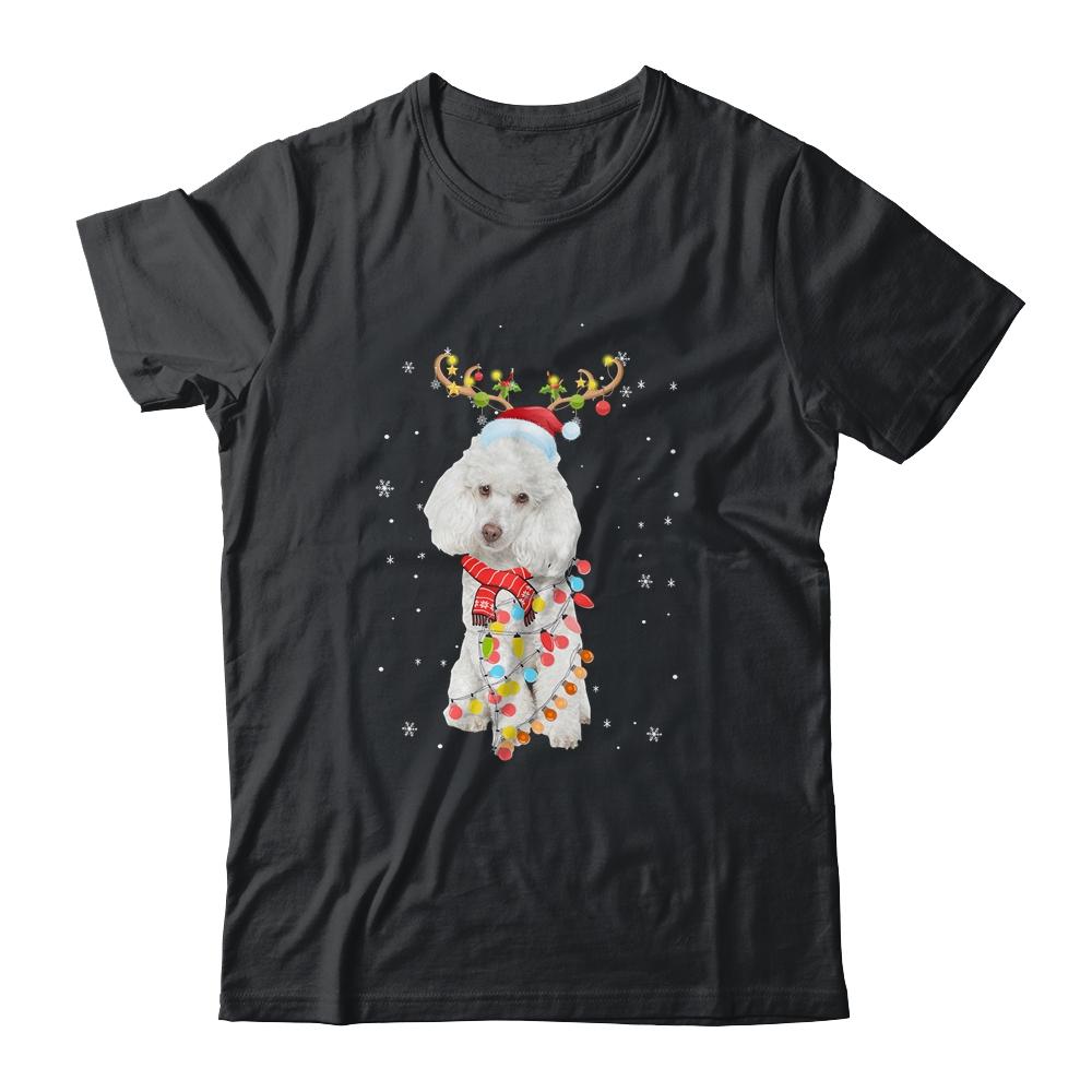 Funny Poodle Christmas Tree Santa Reindeer Pajamas-T-Shirt & Sweatshirt-Classic T-Shirt-Black