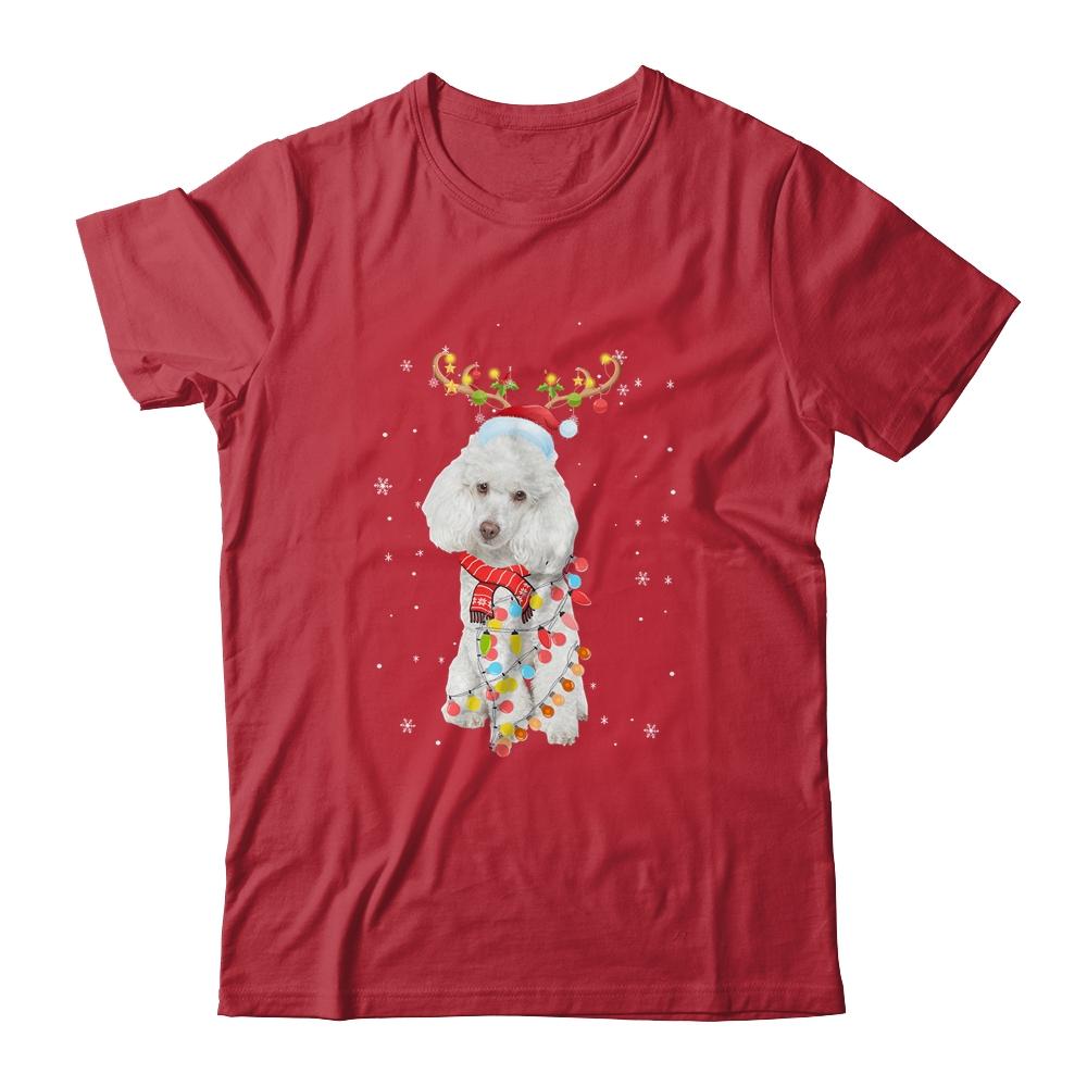 Funny Poodle Christmas Tree Santa Reindeer Pajamas-T-Shirt & Sweatshirt-Classic T-Shirt-Red