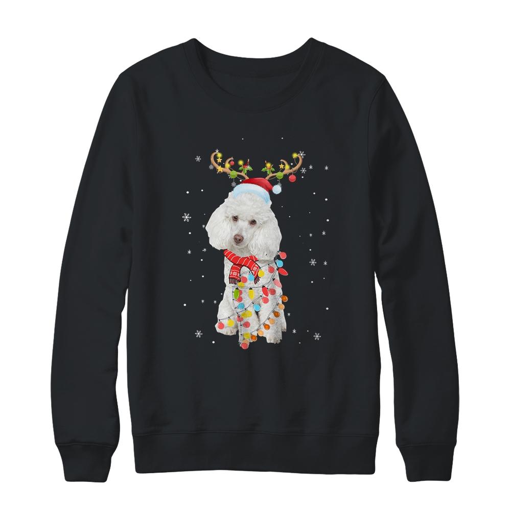 Funny Poodle Christmas Tree Santa Reindeer Pajamas-T-Shirt & Sweatshirt-Crewneck Sweatshirt-Black