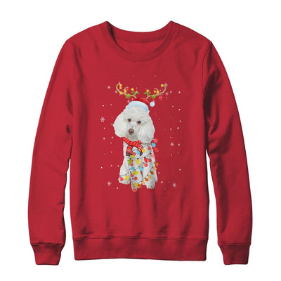 Funny Poodle Christmas Tree Santa Reindeer Pajamas-T-Shirt & Sweatshirt-Crewneck Sweatshirt-Red