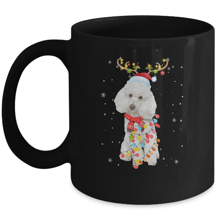 Funny Poodle Christmas Tree Santa Reindeer Pajamas Mug-Coffee Mug-Mug-Black