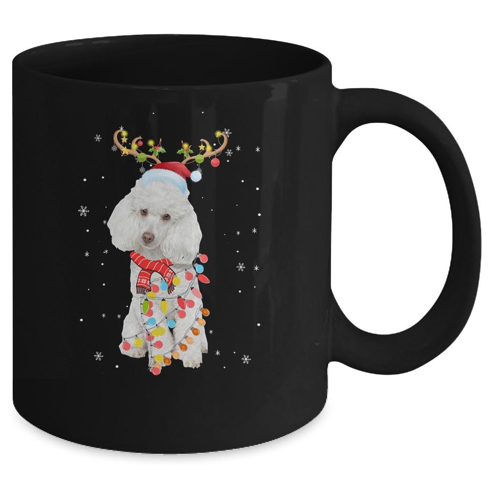 Funny Poodle Christmas Tree Santa Reindeer Pajamas Mug-Coffee Mug-Mug-Black