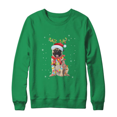 Funny Pug Christmas Tree Santa Reindeer Pajamas-T-Shirt & Sweatshirt-Crewneck Sweatshirt-Irish Green