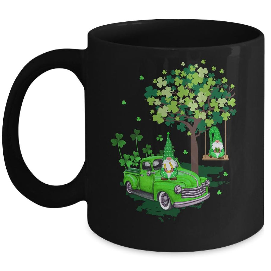 Funny St Patricks Day Gnome Truck Shamrock Gift Mug-Coffee Mug-Mug-Black