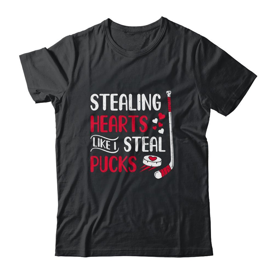 Funny Stealing Hearts Pucks Valentine's Day Hockey-T-Shirt & Hoodie-Classic T-Shirt-Black