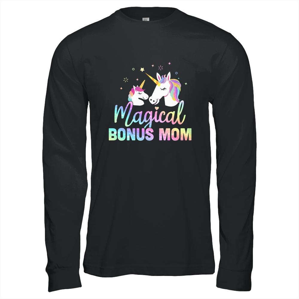 Funny Stepmom Gift Magical Bonus Mom Unicorn-T-Shirt & Hoodie-Long Sleeve T-Shirt-Black