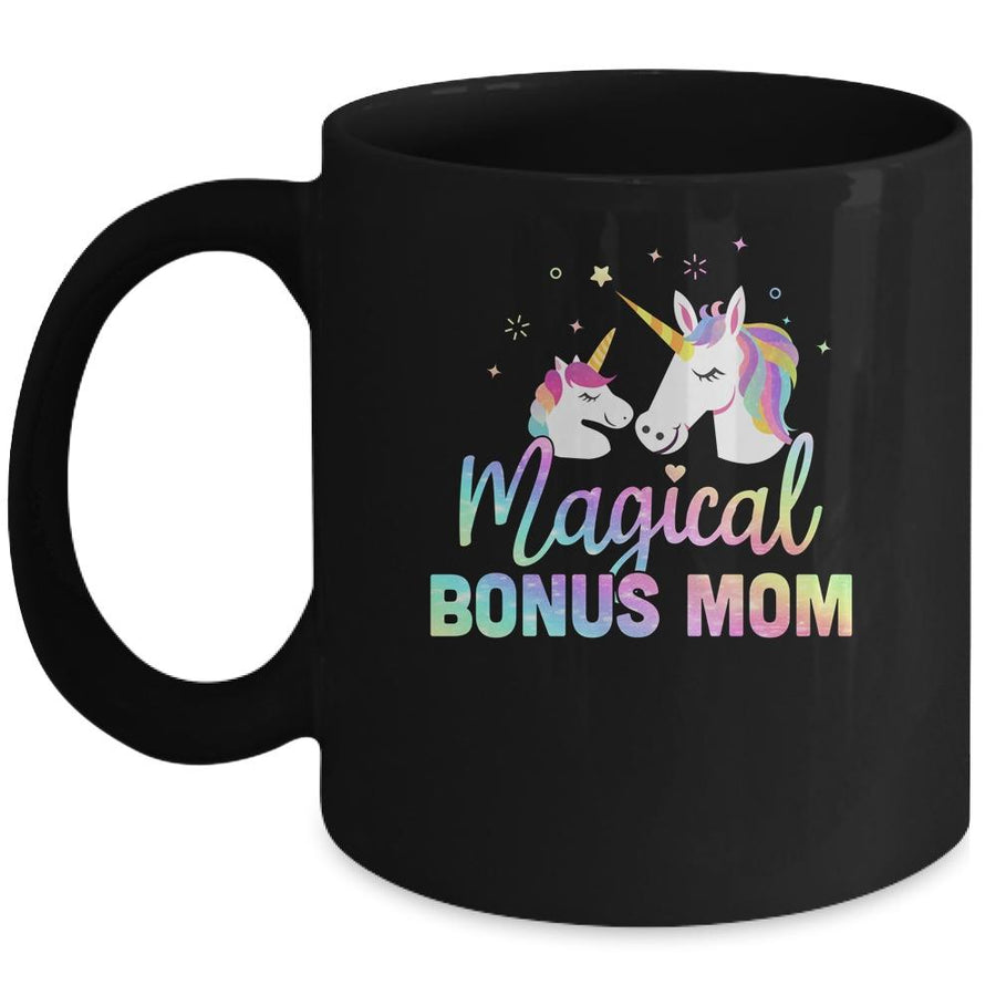 Funny Stepmom Gift Magical Bonus Mom Unicorn Mug-Coffee Mug-Mug-Black