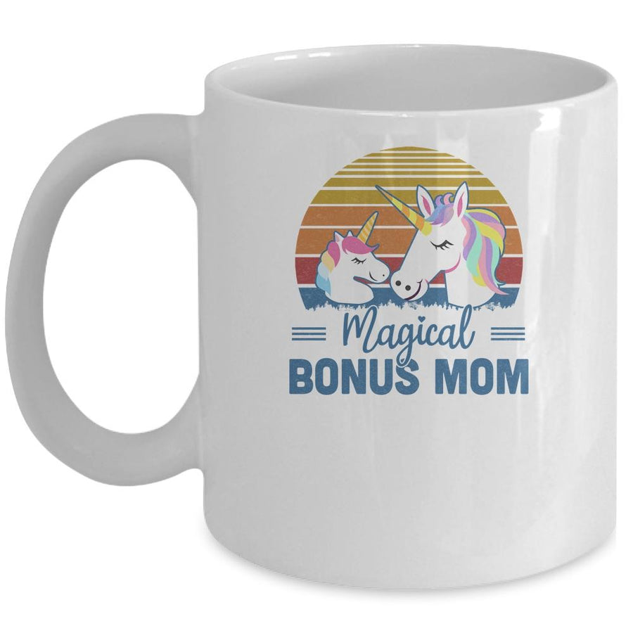 Funny Stepmom Gift Magical Bonus Mom Unicorn Vintage Mug-Coffee Mug-Mug-White