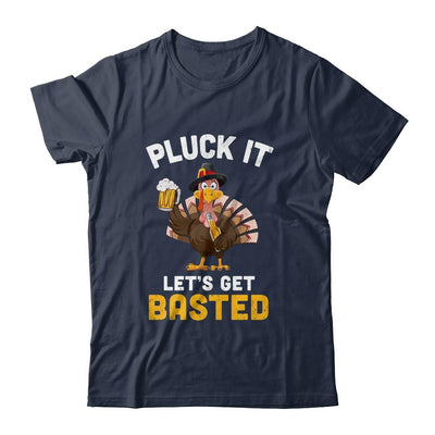 Funny Thanksgiving Pluck It Let's Get Basted Turkey Beer-T-Shirt & Hoodie-Classic T-Shirt-Navy