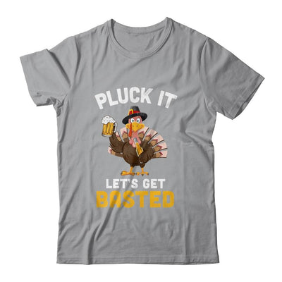 Funny Thanksgiving Pluck It Let's Get Basted Turkey Beer-T-Shirt & Hoodie-Classic T-Shirt-Sport Grey