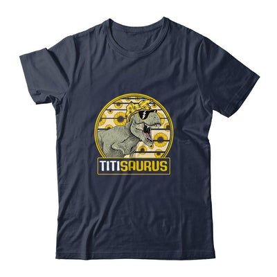 Funny Titi Saurus Sunflower Dinosaur Aunt T Rex-T-Shirt & Tank Top-Classic T-Shirt-Navy