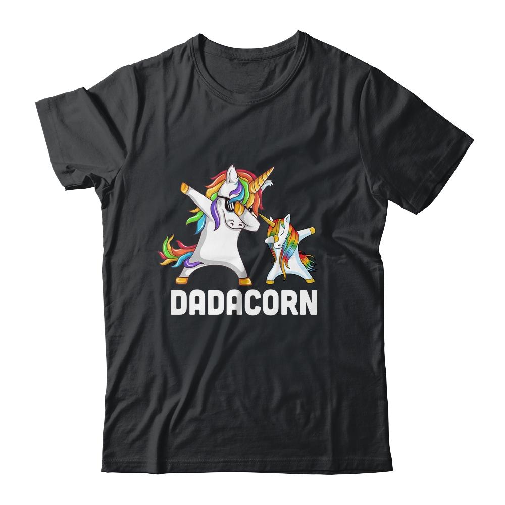 Funny Unicorn Dad Daddy Baby Dadacorn Dabbing-T-Shirt & Hoodie-Classic T-Shirt-Black