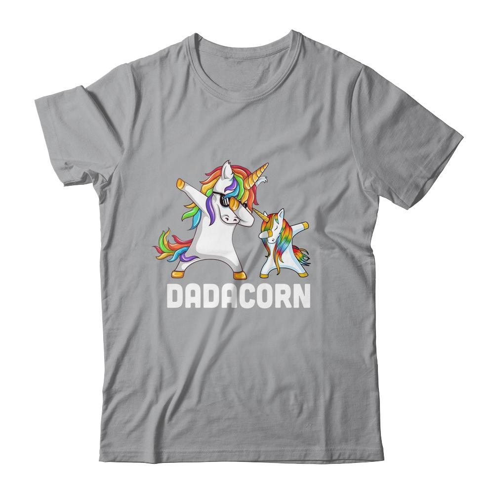 Funny Unicorn Dad Daddy Baby Dadacorn Dabbing-T-Shirt & Hoodie-Classic T-Shirt-Sport Grey