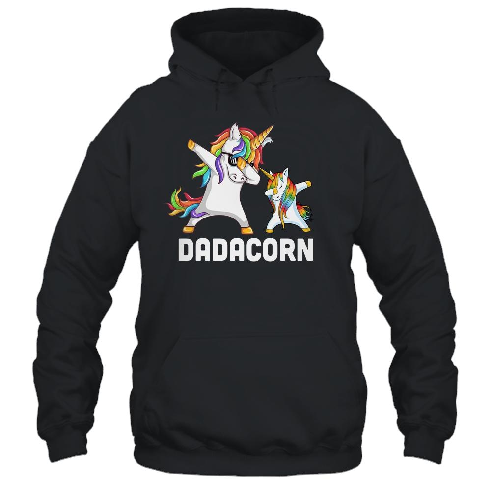 Funny Unicorn Dad Daddy Baby Dadacorn Dabbing-T-Shirt & Hoodie-Pullover Hoodie-Black