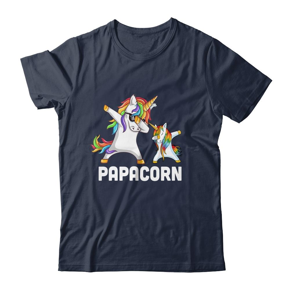 Funny Unicorn Grandpa Papa Baby Papacorn Dabbing-T-Shirt & Hoodie-Classic T-Shirt-Navy