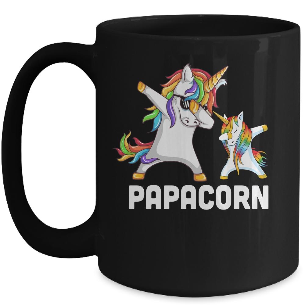 Funny Unicorn Grandpa Papa Baby Papacorn Dabbing Mug-Coffee Mug-Mug-Black
