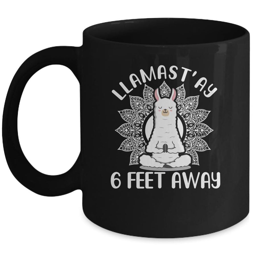 Funny Yoga Llamastay Llama Social Distancing Quarantine Mug-Coffee Mug-Mug-Black