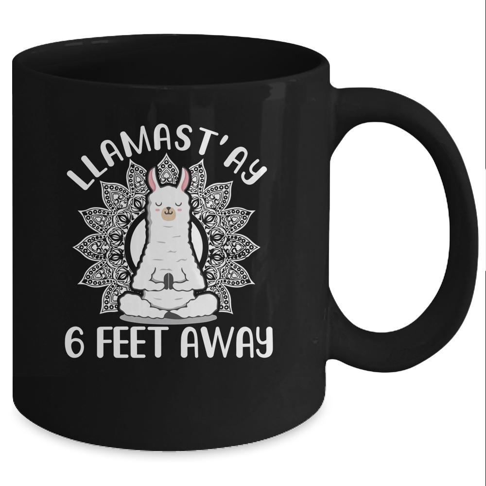 Funny Yoga Llamastay Llama Social Distancing Quarantine Mug-Coffee Mug-Mug-Black