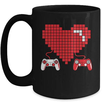 Gamer Heart Gift Game Lover Men Kids Boys Valentines Day Mug-Coffee Mug-Mug-Black