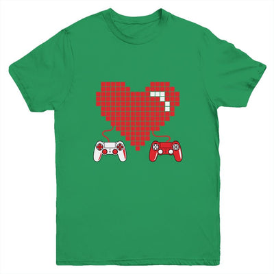 Gamer Heart Gift Game Lover Men Kids Boys Valentines Day Youth-Youth Shirt-Youth T-Shirt-Irish Green