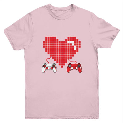Gamer Heart Gift Game Lover Men Kids Boys Valentines Day Youth-Youth Shirt-Youth T-Shirt-Light Pink