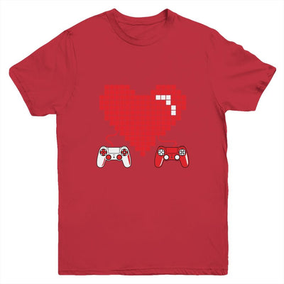 Gamer Heart Gift Game Lover Men Kids Boys Valentines Day Youth-Youth Shirt-Youth T-Shirt-Red