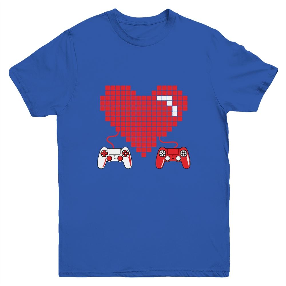 Gamer Heart Gift Game Lover Men Kids Boys Valentines Day Youth-Youth Shirt-Youth T-Shirt-Royal