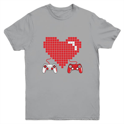 Gamer Heart Gift Game Lover Men Kids Boys Valentines Day Youth-Youth Shirt-Youth T-Shirt-Sport Grey