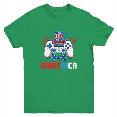 Gamerica 4th of July Video Game American Flag Boys Youth-Youth Shirt-Youth T-Shirt-Irish Green