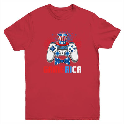 Gamerica 4th of July Video Game American Flag Boys Youth-Youth Shirt-Youth T-Shirt-Red
