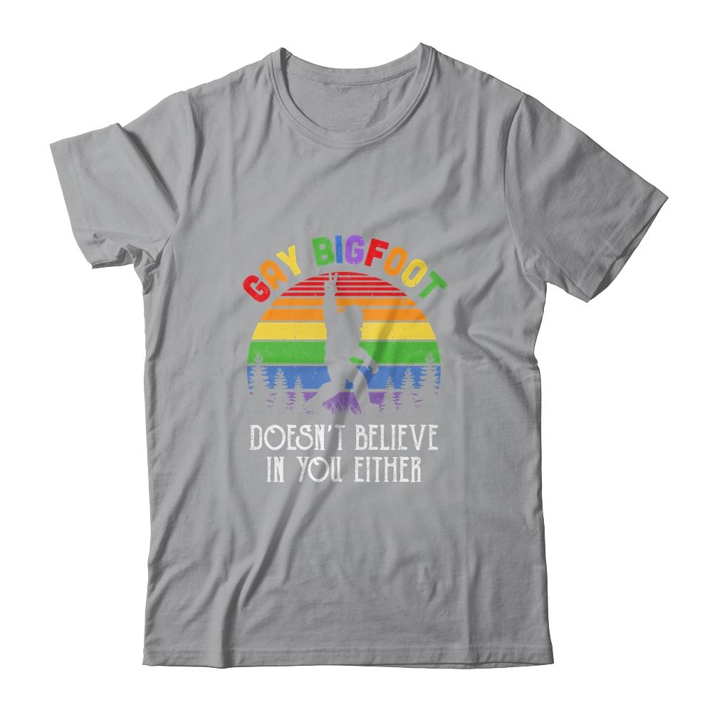 Gay Bigfoot Rainbow Sasquatch Retro Vintage-T-Shirt & Tank Top-Classic T-Shirt-Sport Grey