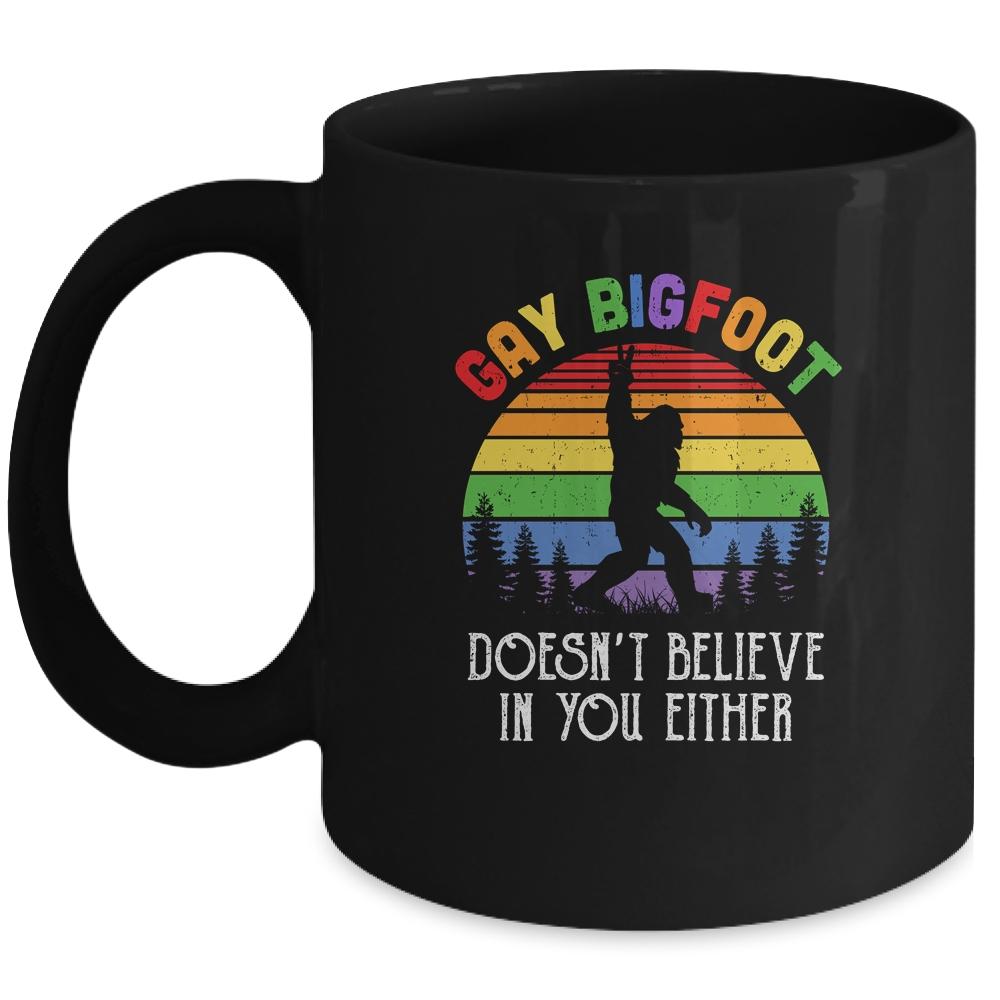 Gay Bigfoot Rainbow Sasquatch Retro Vintage Mug