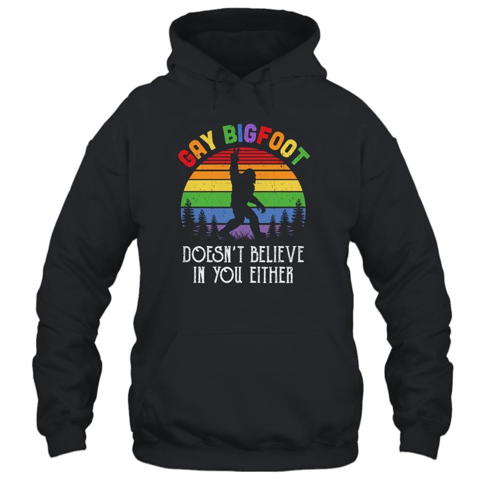 Gay Bigfoot Rainbow Sasquatch Retro Vintage-T-Shirt & Tank Top-Pullover Hoodie-Black