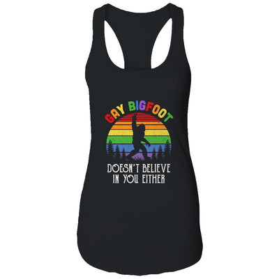 Gay Bigfoot Rainbow Sasquatch Retro Vintage-T-Shirt & Tank Top-Women's Ideal Racerback Tank-Black