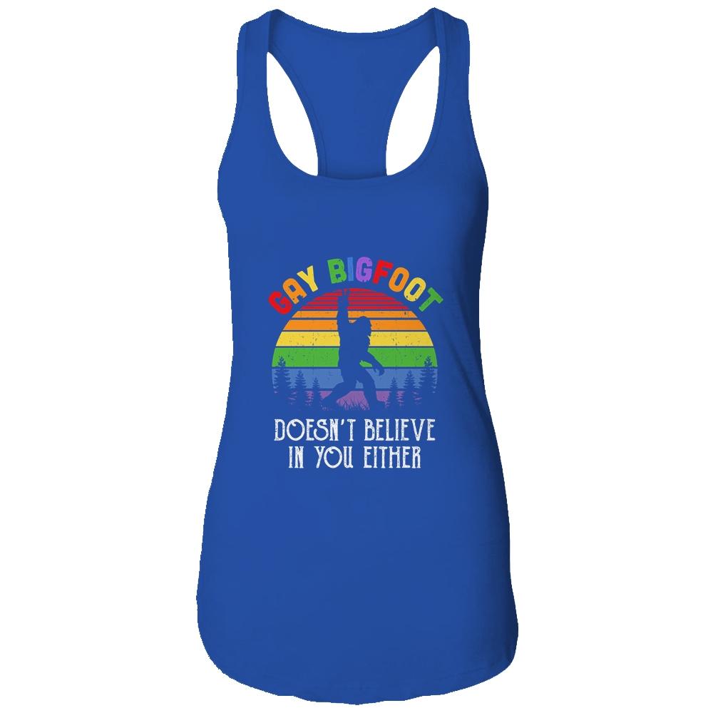 Gay Bigfoot Rainbow Sasquatch Retro Vintage-T-Shirt & Tank Top-Women's Ideal Racerback Tank-Royal